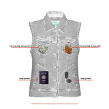 Women's Blue Denim Snap Front Vest