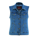 Women's Blue Denim Snap Front Vest