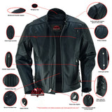 AM Knucklehead Premium Black Men's Leather Motorcycle Jacket