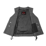 Women's Rough Rub-Off Raw Finish Broken Gray Denim Vest