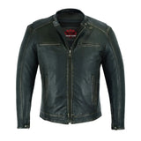 Men's Cruiser Jacket in Lightweight Drum Dyed Distressed Naked - Olive