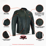 Men's Cruiser Jacket in Lightweight Drum Dyed Distressed Naked - Olive