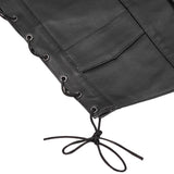 Men's Traditional Leather side lacing Vest - Black