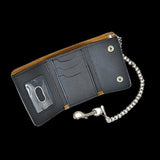 Small Brown Trifold Long Chain Biker Wallet