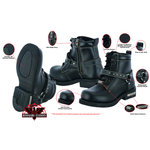 Women's Boots with Side Zipper and Single Strap