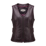 Betty - Women's Purple Lambskin Leather Motorcycle Vest