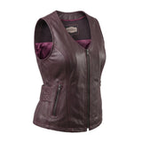 Betty - Women's Purple Lambskin Leather Motorcycle Vest