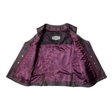 Betty - Women's Purple Lambskin Leather Motorcycle Vest