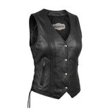 Beth - Women's Premium Lambskin Leather Motorcycle Vest