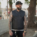 Cobalt - Men's Leather/Denim Club Style Motorcycle Vest