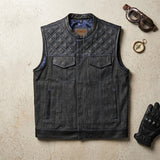 Cobalt - Men's Leather/Denim Club Style Motorcycle Vest
