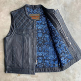 Cobalt - Men's Leather/Denim Club Style Motorcycle Vest