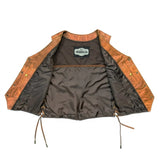 Leah - Women's Lambskin Leather Motorcycle Vest (Brown)
