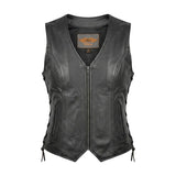 Mae - Women's Zippered Leather Motorcycle Vest