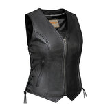 Mae - Women's Zippered Leather Motorcycle Vest
