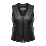 Midnight Cowgirl - Women's Lambskin Leather Motorcycle Vest