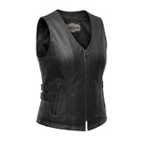Midnight Cowgirl - Women's Lambskin Leather Motorcycle Vest