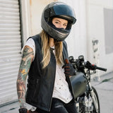 Midnight Cowgirl - Women's Lambskin Leather Motorcycle Vest