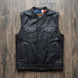 Freedom - Men's USA Flag Liner Leather Motorcycle Vest