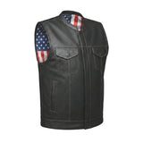 Freedom - Men's USA Flag Liner Leather Motorcycle Vest