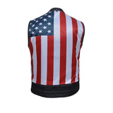 Freedom - Men's USA Flag Liner Leather Motorcycle Vest