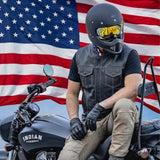Freedom - Men's USA Flag Liner Leather Motorcycle Vest