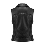Nancy Women's Studded Lambskin Leather Motorcycle Vest