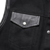 Nightrider - Men's Club Style Denim/Leather Motorcycle Vest