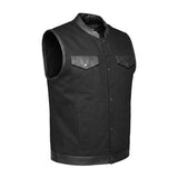 Nightrider - Men's Club Style Denim/Leather Motorcycle Vest