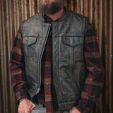Spearfish - Men's Club Style Leather Motorcycle Vest (Brown)