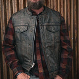 Spearfish - Men's Club Style Leather Motorcycle Vest (Brown)