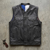 Texan - Men's Texas Flag Club Style Leather Motorcycle Vest