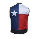 Texan - Men's Texas Flag Club Style Leather Motorcycle Vest