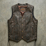 Toas - Men's Motorcycle Leather Vest (Brown)