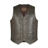 Toas - Men's Motorcycle Leather Vest (Brown)