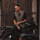 Toas - Men's Motorcycle Leather Vest (Brown)