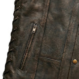 Toas - Men's Motorcycle Leather Vest (Brown)