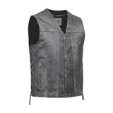 Tombstone - Men's Motorcycle Leather Vest (Gray)