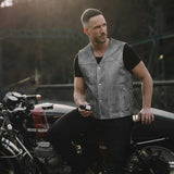 Tombstone - Men's Motorcycle Leather Vest (Gray)