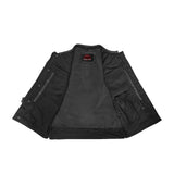 Black Horse Men's Leather Motorcycle Vest