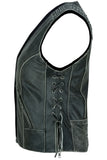 Women's Gray Vest with Grommet and Lacing Accents