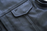 Nomad Motorcycle Leather Vest - Snap Closure, No Collar & Hidden Zipper