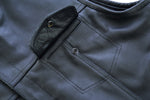 Nomad Motorcycle Leather Vest - Snap Closure, No Collar & Hidden Zipper