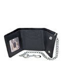 Small Brown Trifold Leather Biker Chain Wallet