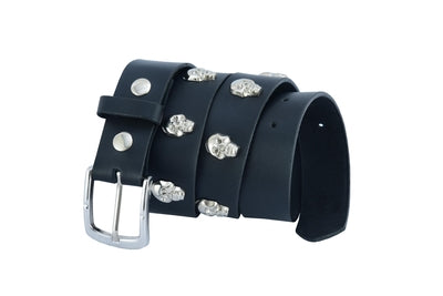 BLT2017 Skull Heads Black Genuine Leather Belt