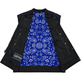 Blue Soul Men's Black Mesh Textile Vest with Blue Paisley Liner