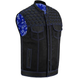 Blue Soul Men's Black Mesh Textile Vest with Blue Paisley Liner