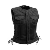 Bonnie Moto Mesh Women's Motorcycle Vest - Diamond Quilt