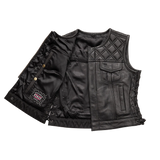 Bonnie - Women's Motorcycle Leather Vest - Diamond Quilt