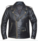 Men's Antique Brown MC Style Leather Jacket
